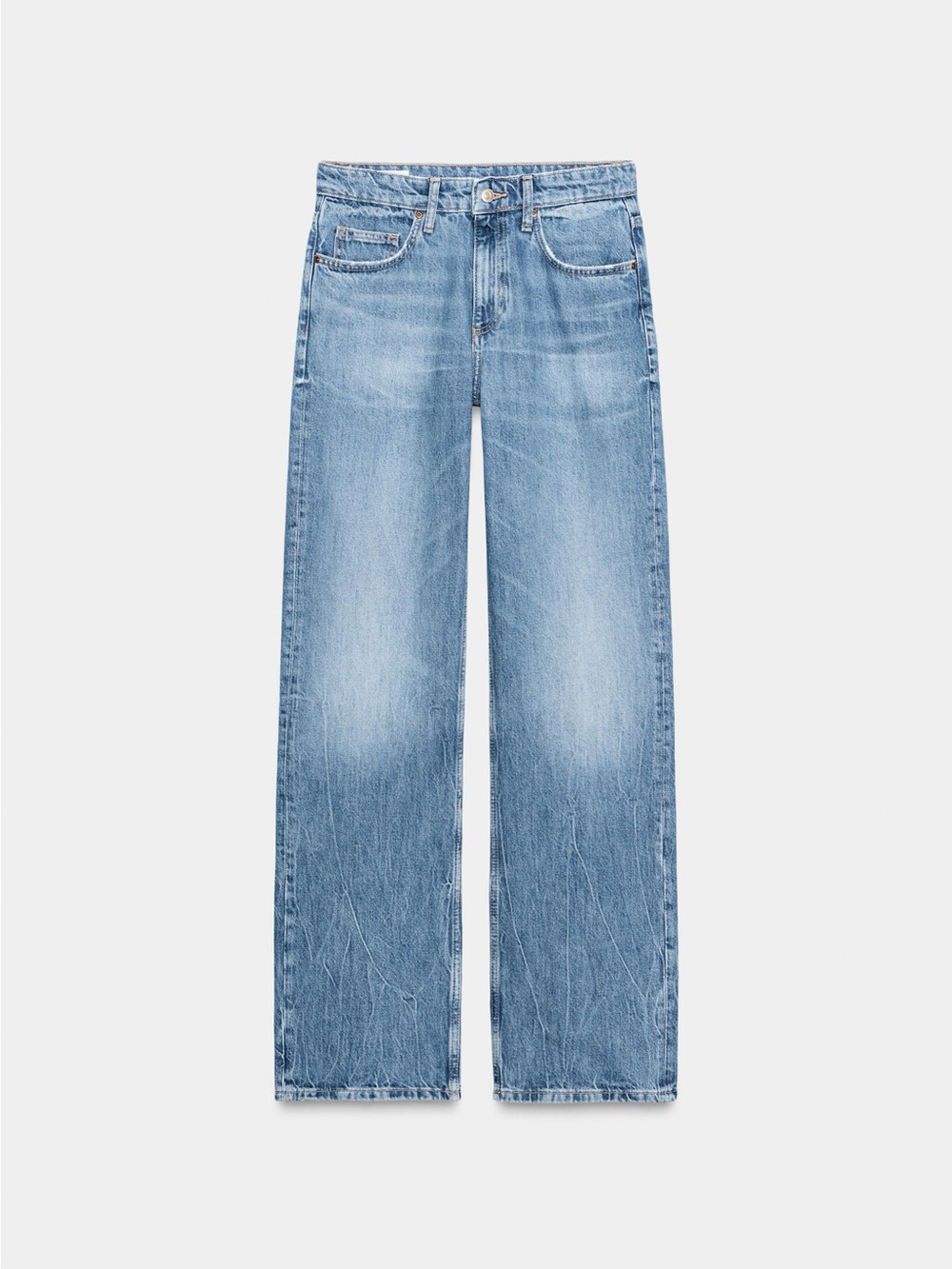 Zara Light Blue Wide-Leg Denim Jeans